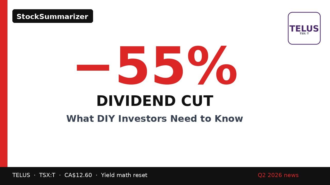 TELUS (T) stock analysis thumbnail: −55% dividend cut — what DIY investors need to know