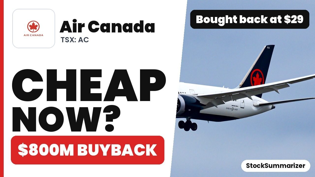 Air Canada (AC) stock analysis thumbnail: cheap now? $800M buyback, bought back at $29