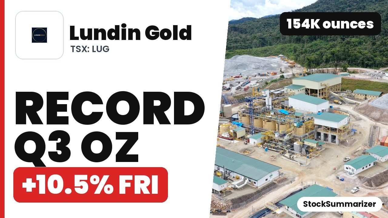 Lundin Gold (LUG) stock analysis thumbnail: Record Q3 oz, +10.5% Friday, 154K ounces